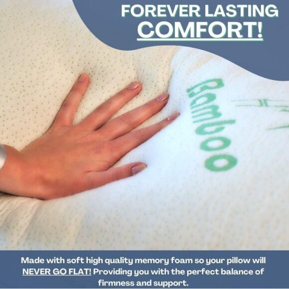 Bamboo Shredded Memory Foam Pillow Hypoallergenic Washable Cover King Queen‎ - Picture 7 of 11